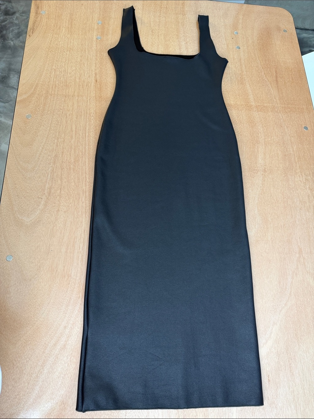 Zara Black Square-Neck Midi Bodycon Dress